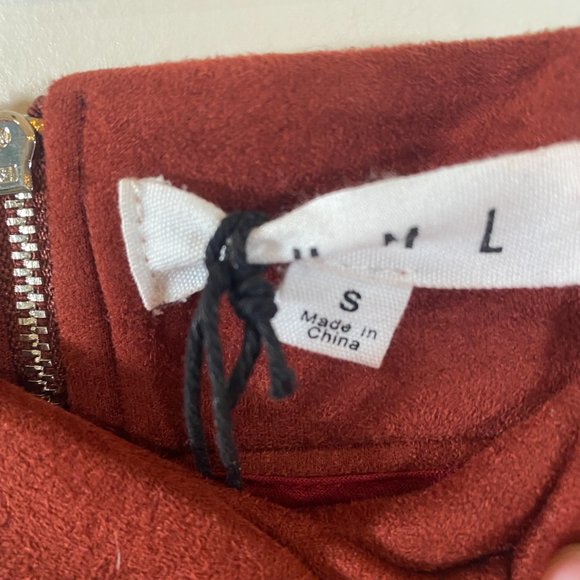 NWT THML Embroidered Faux Suede Mini Skirt - Picture 2 of 6